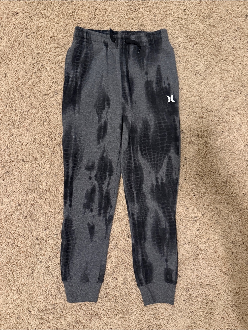 Hurley Black & Charcoal Tie-Dye Jogger Sweatpants